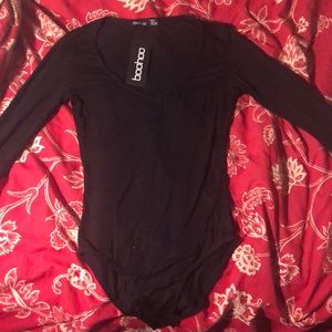Boohoo Black V Neck Bodysuit